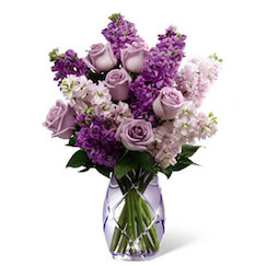 Purple themed flower arrangement